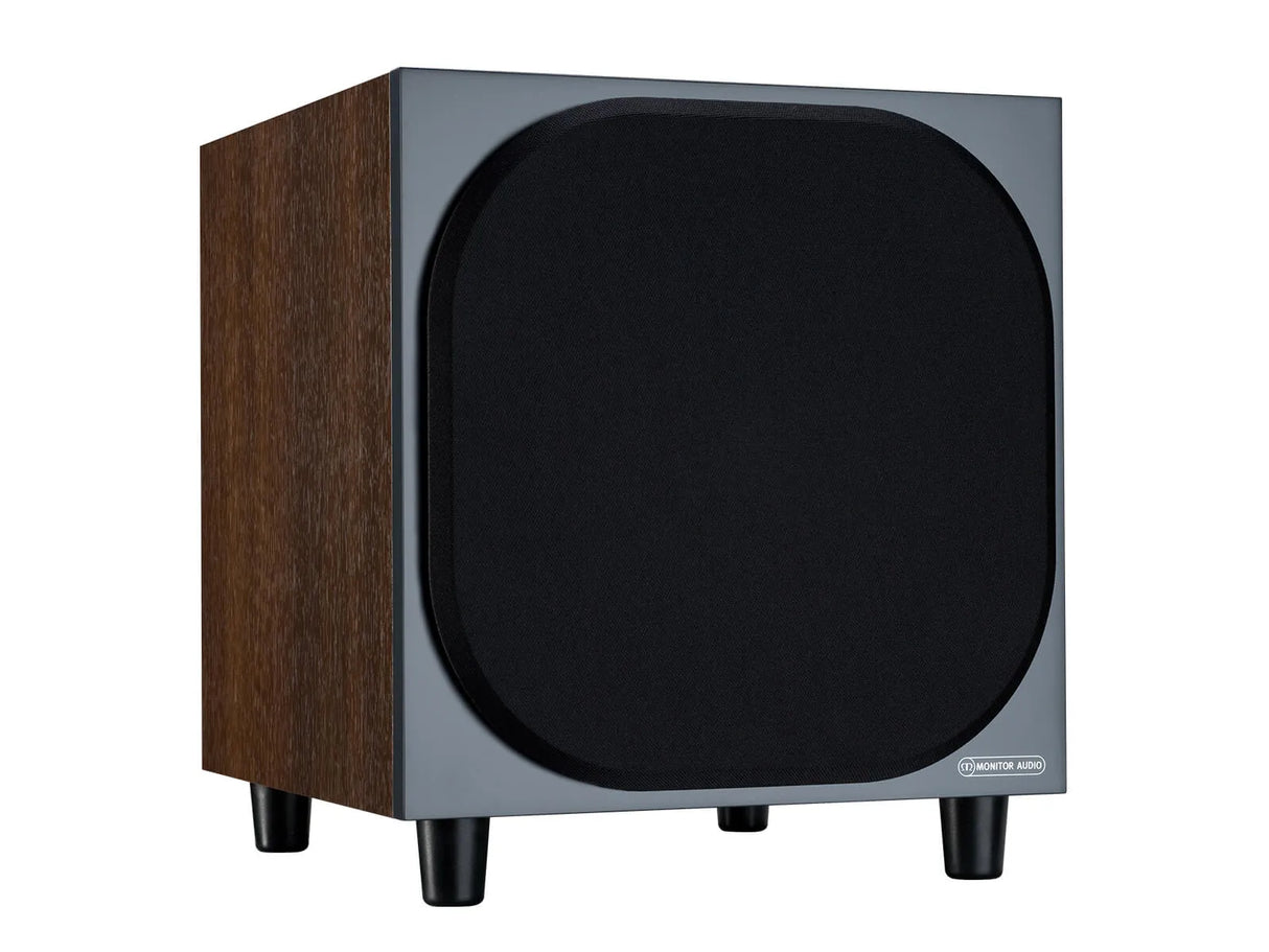 Monitor Audio Bronze W10, žemų dažnių garso kolonėlė (įvairių spalvų) - Šoninis vaizdas su medžio tekstūra