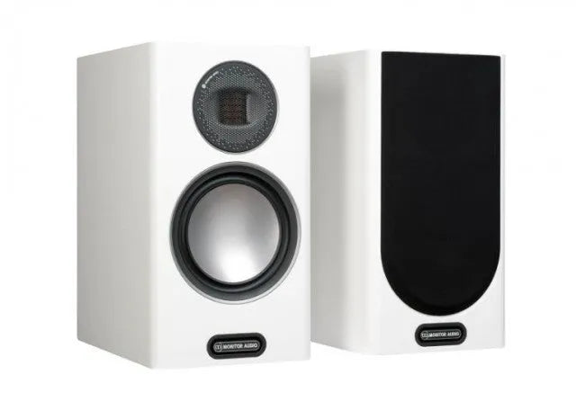 Monitor Audio Gold 100 (5G), lentyninės garso kolonėlės - balta kolonėlė su juoda priekine panele