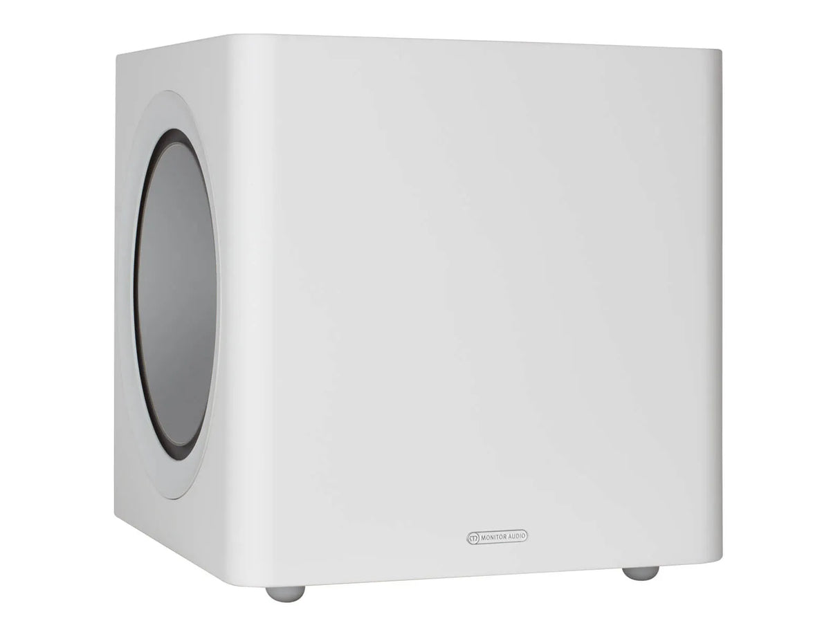 Monitor Audio Radius 390, žemų dažnių garso kolonėlė (įvairių spalvų) - Šoninis vaizdas su apvaliu garsiakalbiu