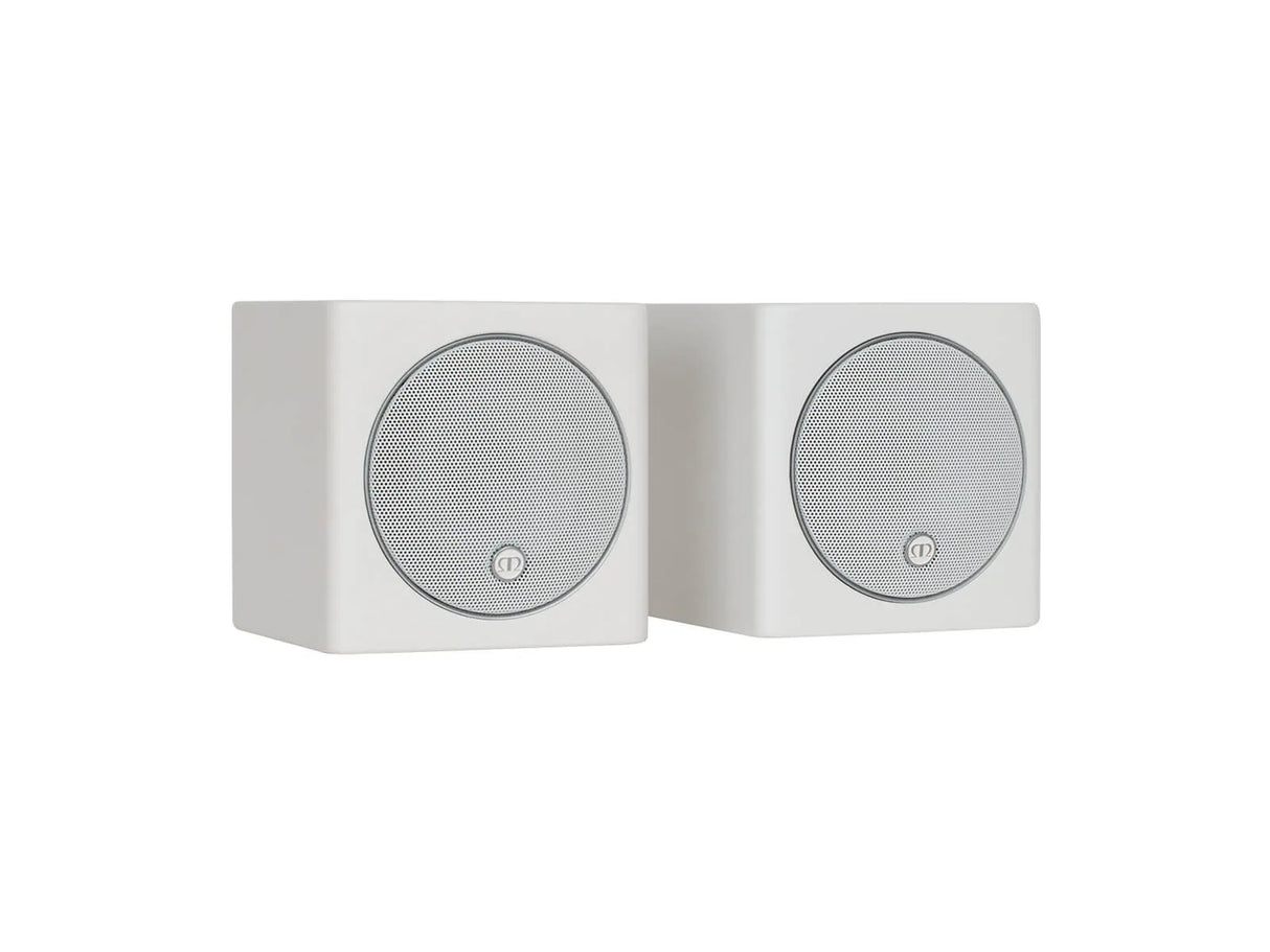 Monitor Audio Radius 45, lentyninės garso kolonėlės (įvairių spalvų) - Poros baltų garsiakalbių šoninis vaizdas