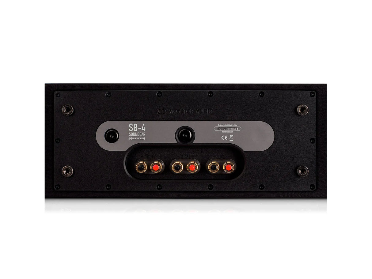 Monitor Audio SB-4, pasyvus soundbaras - Galinė panelė su jungtimis ir užrašais