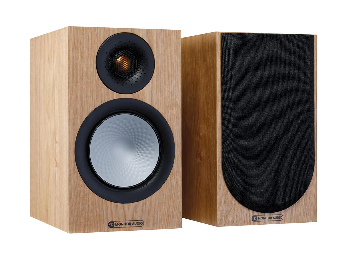 Monitor Audio Silver 100 7G, lentyninės garso kolonėlės - Šoninis vaizdas su grotelėmis