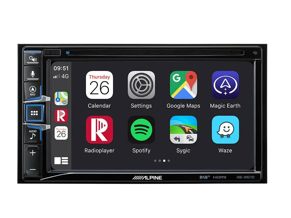 Multimedija automobiliui Alpine INE-W611D, 2-DIN, USB, BLUETOOTH, Apple CarPlay, Android Auto, DAB+