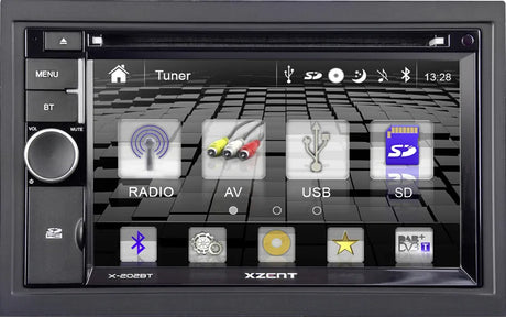 Multimedija automobiliui Xzent X-202BT MK2, 2-DIN, CD/DVD, USB, SD, HDMI, BLUETOOTH