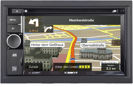 Multimedija automobiliui Xzent X-302BT MK2, 2-DIN, CD/DVD, USB, SD, HDMI, BLUETOOTH bei GPS navigacija
