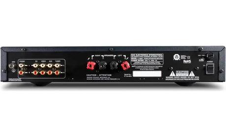 NAD C 316BEE V2, intergruotas stereo stiprintuvas - Galinė panelė su jungtimis ir garsiakalbių išėjimais