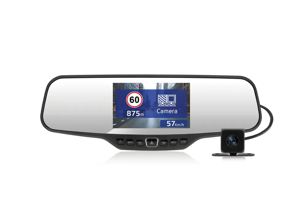 NEOLINE G-TECH X27 registratorius veidrodyje ir galinio vaizdo kamera su GPS