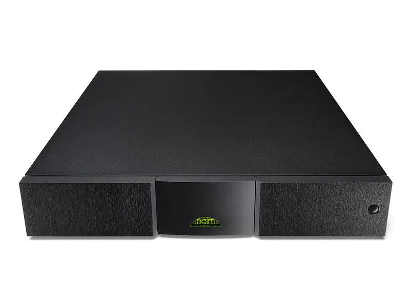 Naim NAP 200 DR, garso galios stiprintuvas - priekinė panelė su logotipu ir šoninėmis dalimis