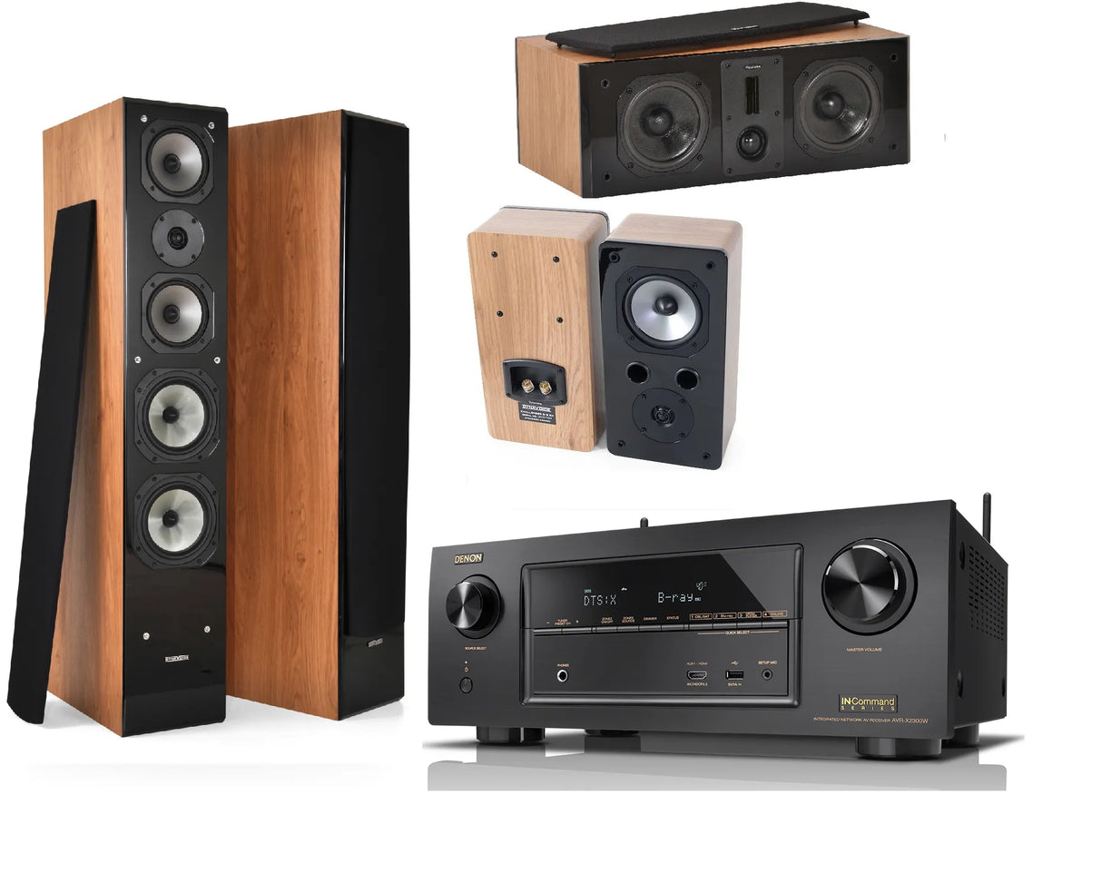 Namų kino komplektas - stiprintuvas Denon AVR-X2300W , su kolonėlėm Dynavoice Challenger M-65, C-5, S-5 EX (v.4)