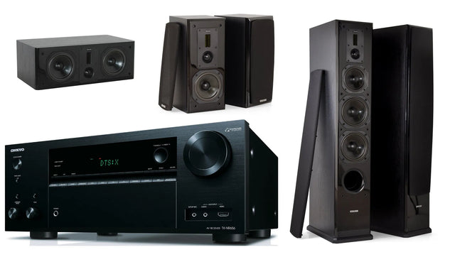 Namų kino komplektas - stiprintuvas Onkyo TX-NR656 , su kolonėlėm Dynavoice Definition DF-6 ,DC-5, DX-5