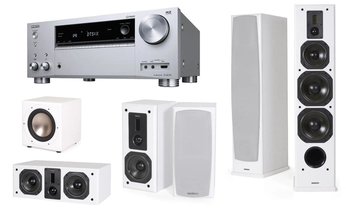 Namų kino komplektas - stiprintuvas Onkyo TX-RZ710 , su kolonėlėm Dynavoice Definition DF-8 ,DC-5, DX-5 + SUB Thunder T-12