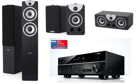 Namų kino komplektas - stiprintuvas Yamaha RX-V483, su kolonėlėm Dynavoice Magic F-6, S-4, C-4 EX (v.3)