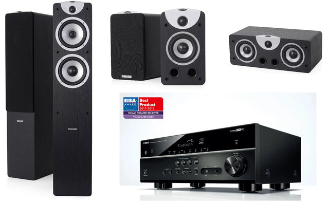 Namų kino komplektas - stiprintuvas Yamaha RX-V483, su kolonėlėm Dynavoice Magic F-6, S-4, C-4 EX (v.3)