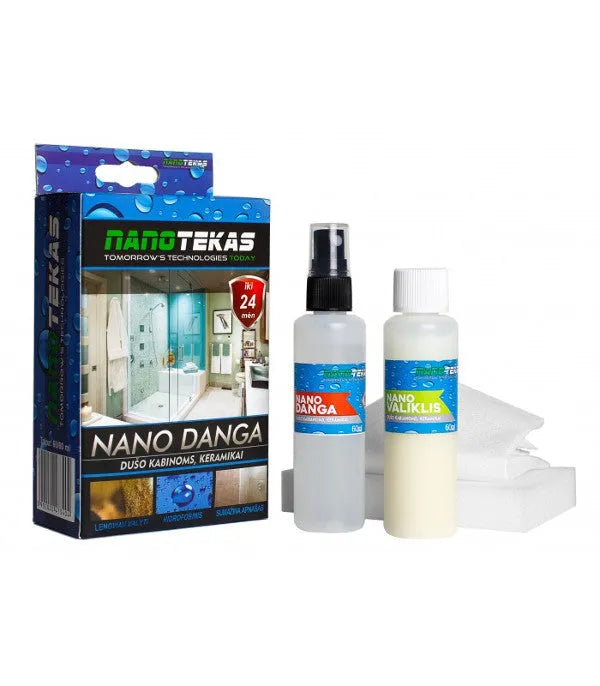 Nano danga dušo kabinoms, keramikai (60/60 ml) - Du buteliukai ir pakuotė su pavyzdžiais