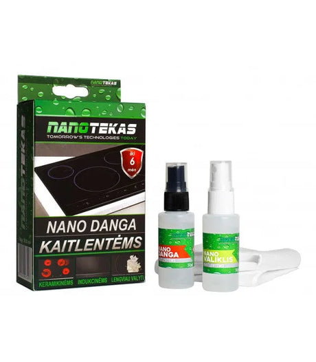 Nano danga viryklėms, kaitlentėms 30/30 - Du buteliukai su purkštukais ir dėžutė