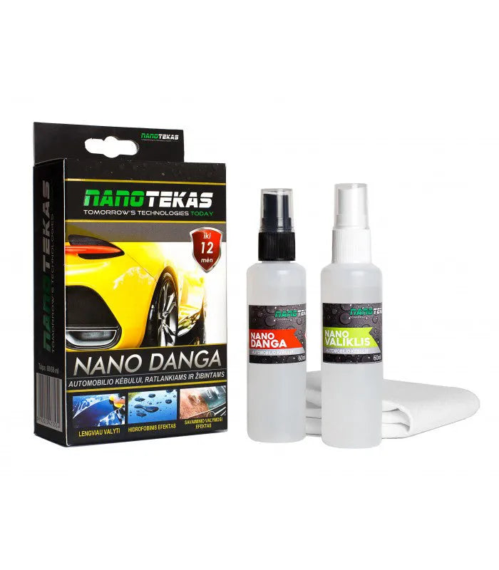 Nanodanga automobilio kėbului 60 ml - Du buteliukai ir mikropluošto šluostė