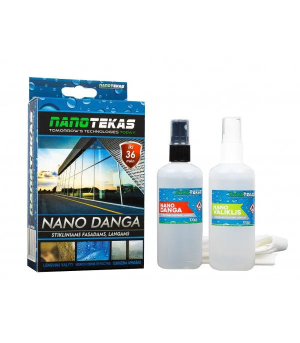 Nanodanga stikliniam fasadams, vitražams, langams (100/100 ml) - du buteliukai ir servetėlė