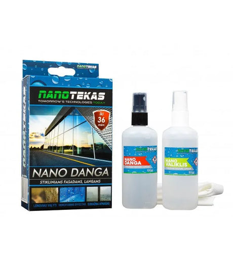 Nanodanga stikliniam fasadams, vitražams, langams (100/100 ml) - du buteliukai ir servetėlė