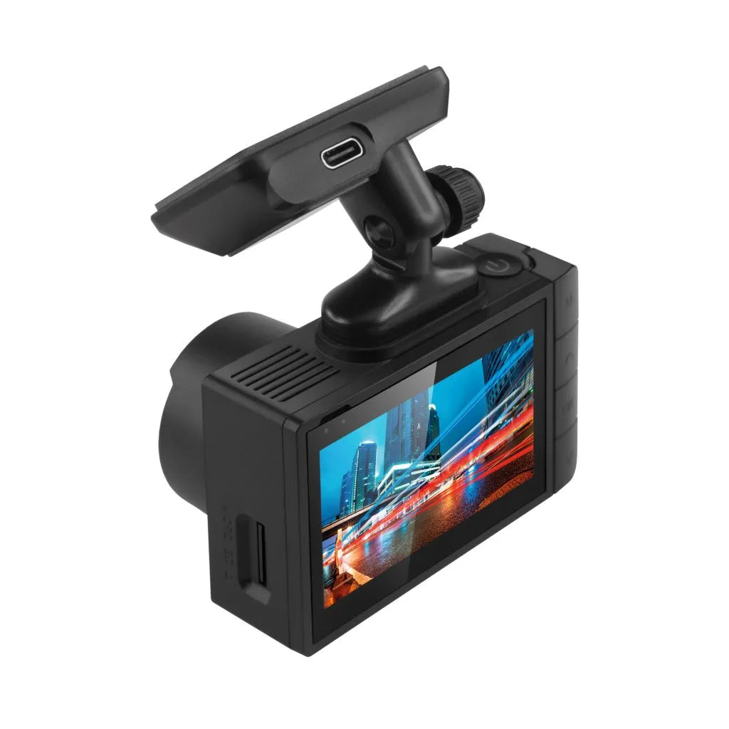Neoline G-TECH X36, vaizdo registratorius su GPS duomenų baze - Šoninis vaizdas su ekrano vaizdu