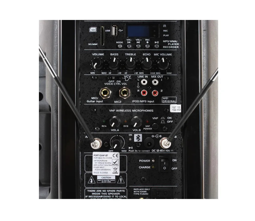 Nešiojama garso sistema Ibiza-Sound PORT 12VHF-BT