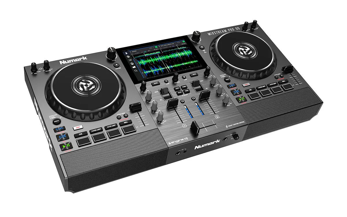 Numark Mixstream Pro Go, baterija maitinamas DJ valdiklis su Amazon Music