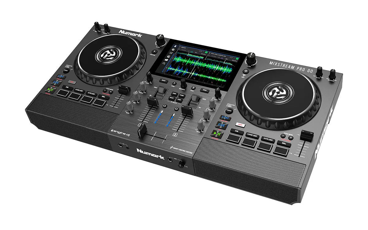 Numark Mixstream Pro Go, baterija maitinamas DJ valdiklis su Amazon Music