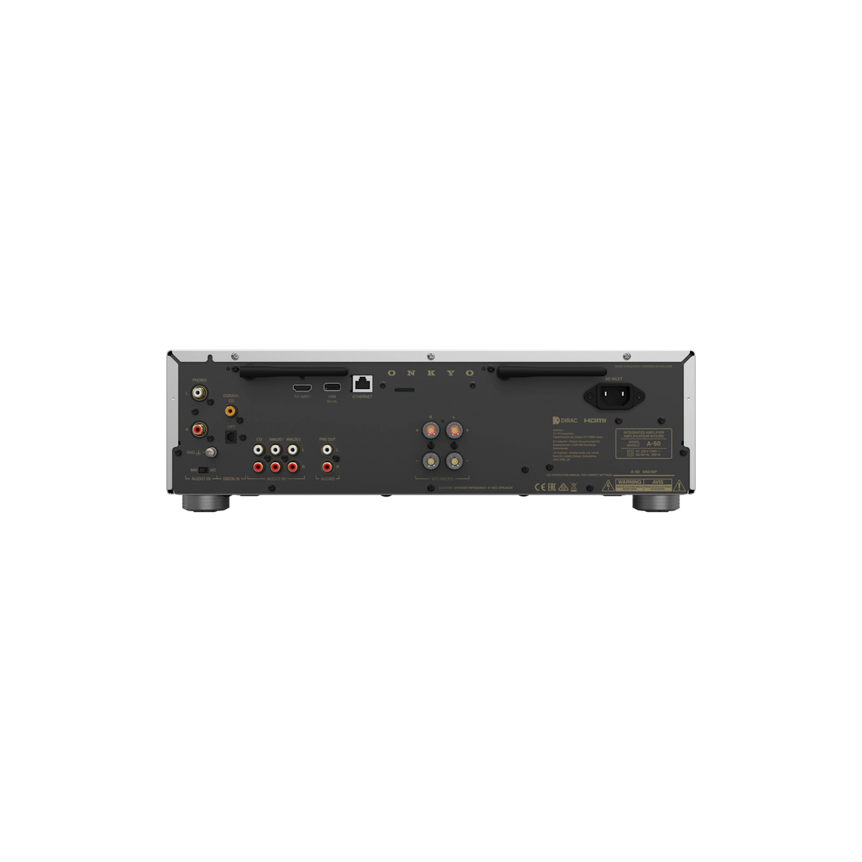 Onkyo A-50, integruotas tinklo stiprintuvas su Dirac Live, HDMI ARC
