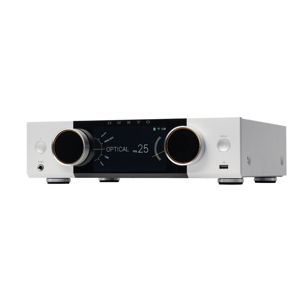 Onkyo Muse Y-50, tinklo grotuvas ir integruotas stereo stiprintuvas, 250W - Priekinė panelė su ekrano valdikliais