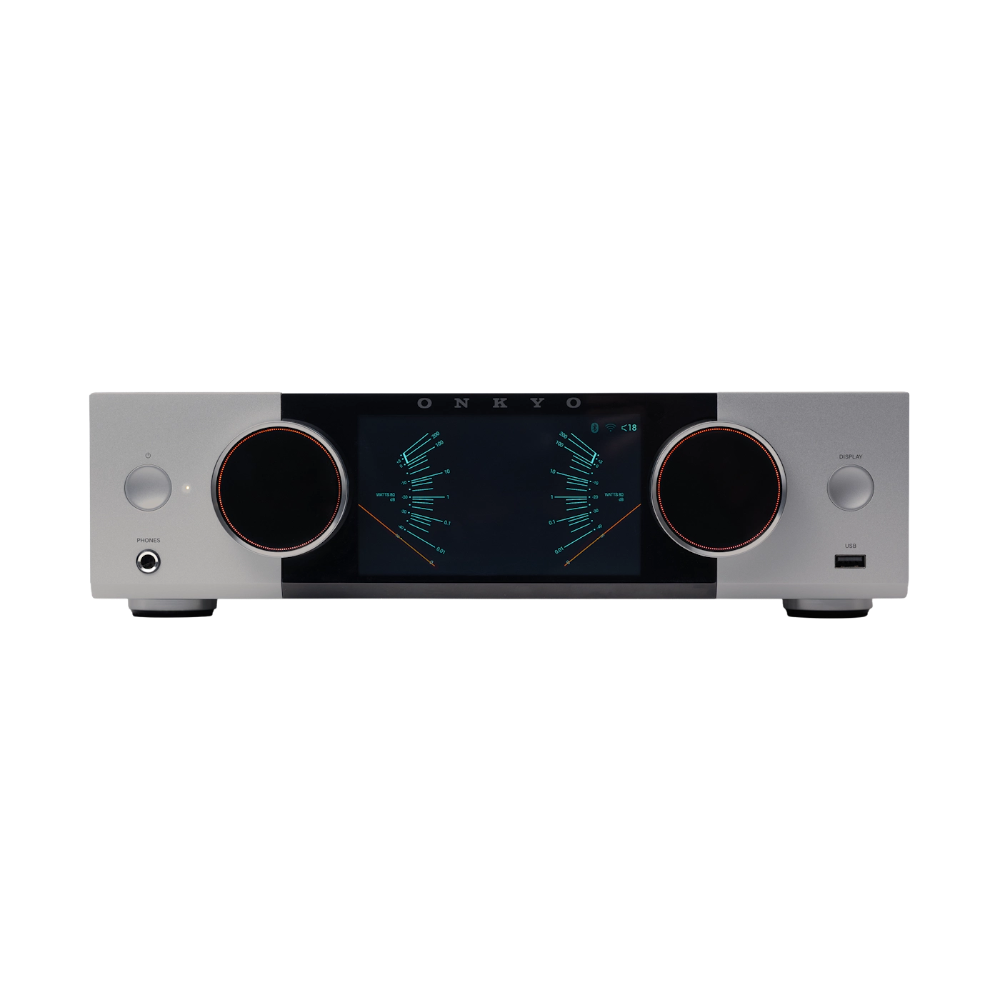 Onkyo Muse Y-50, tinklo grotuvas ir integruotas stereo stiprintuvas, 250W - priekinė panelė su indikatoriais ir USB
