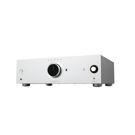 Onkyo P-80, pradinis stiprintuvas su tinklo grotuvu - balta priekinė panelė su mygtukais