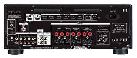 Onkyo TX-NR6100, 7.2 kanalo AV imtuvas - stiprintuvas - galinė panelė su daugybe jungčių