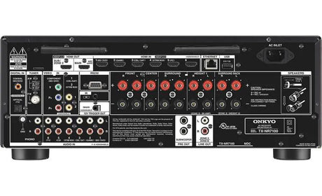 Onkyo TX-NR7100, 9.2 kanalo AV Resyveris-Stiprintuvas su Dirac Live, Dolby Atmos - Galinė panelė su daugybe jungčių