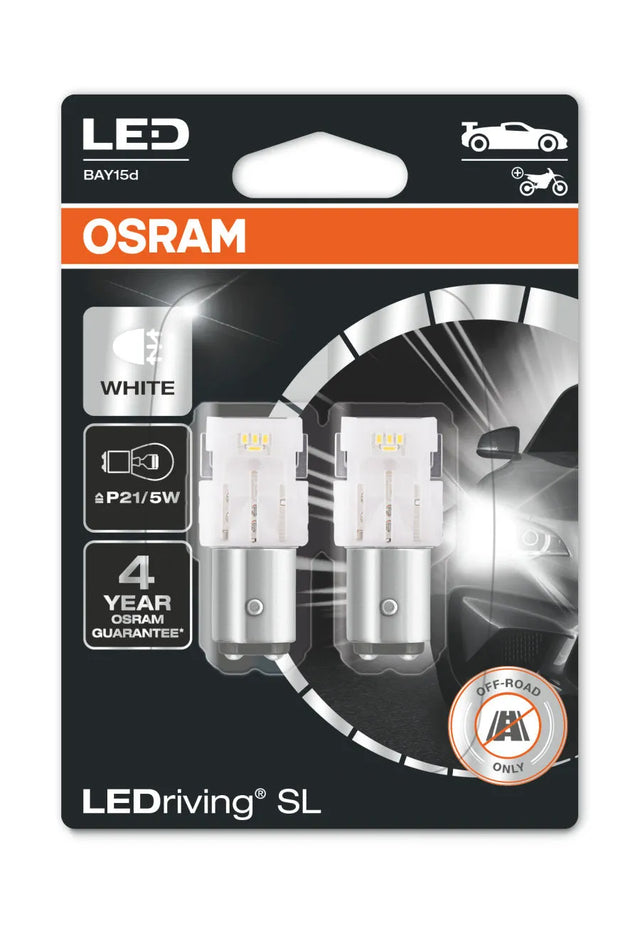Osram LED lemputės, P21/5W BAY15d 12V 2.00/0.4W Balta, 2vnt 7528