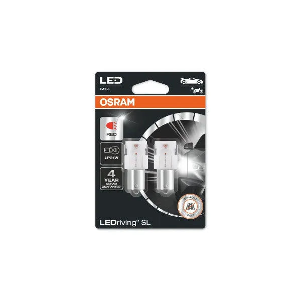 Osram LED lemputės, P21W BA15s 12V/4W (21W) raudona, 2pcs 7506DRP