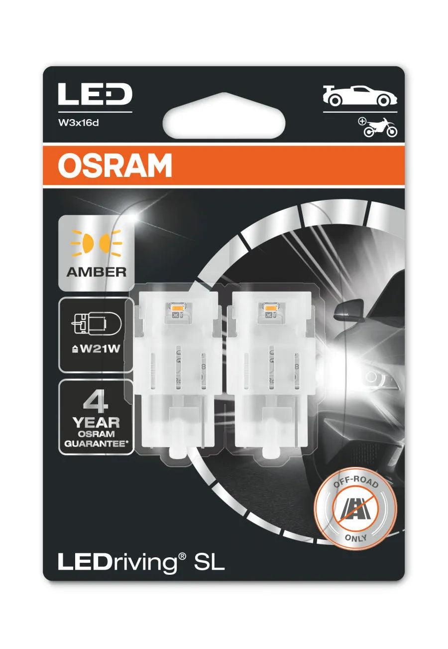 Osram LED lemputės, W21W T20 W3x16d 12V/2W(21W) Oranžinė, 7505DYP-