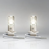 Osram LED pagrindinės šviesos H3, 6500K, 2vnt, 64151DWESY-HCB - šoninis vaizdas su laidais ir jungtimis
