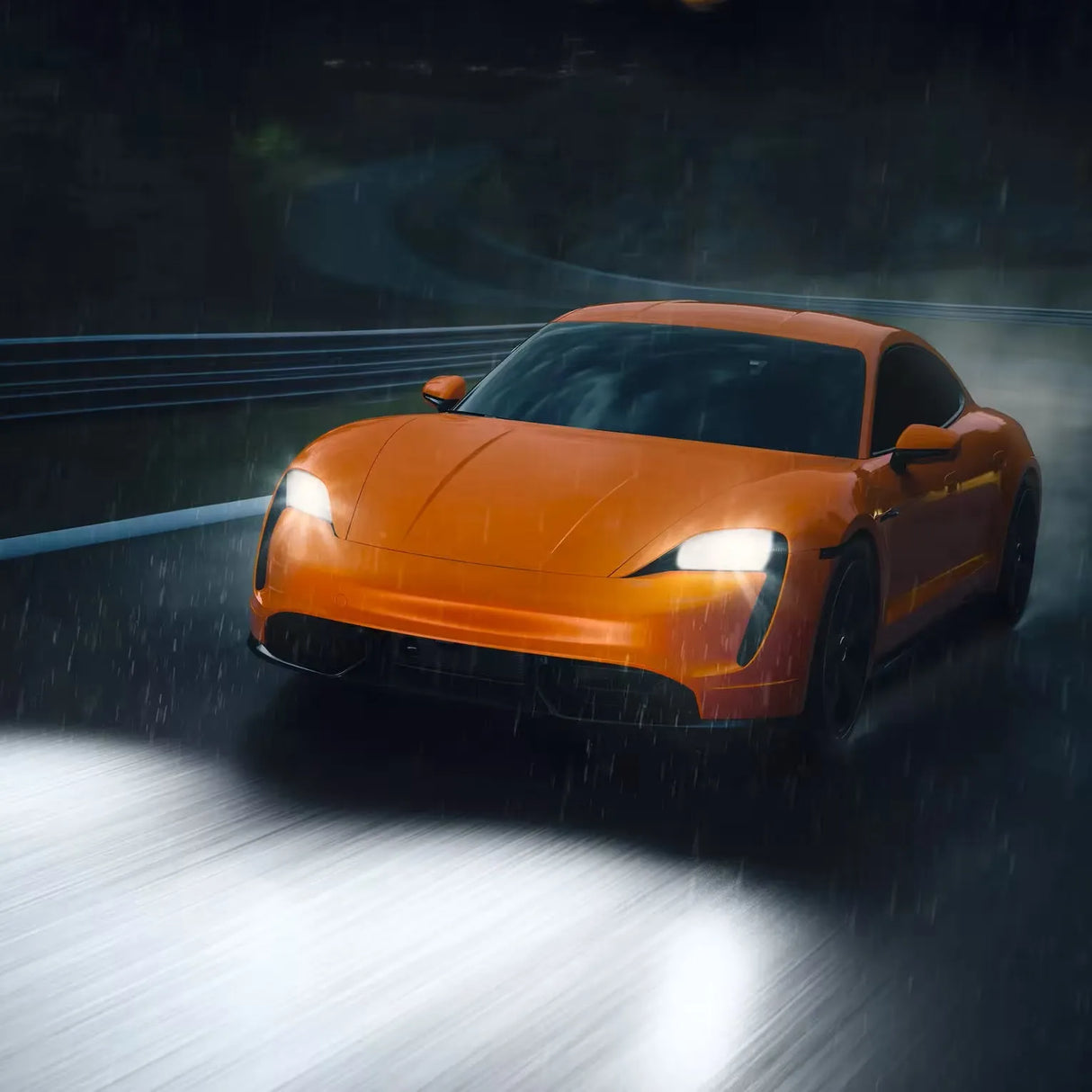 Osram LED pagrindinės šviesos H7, 6000K, LEDriving HL, +450%, 6421 - Oranžinis automobilis su įjungtomis LED lempomis