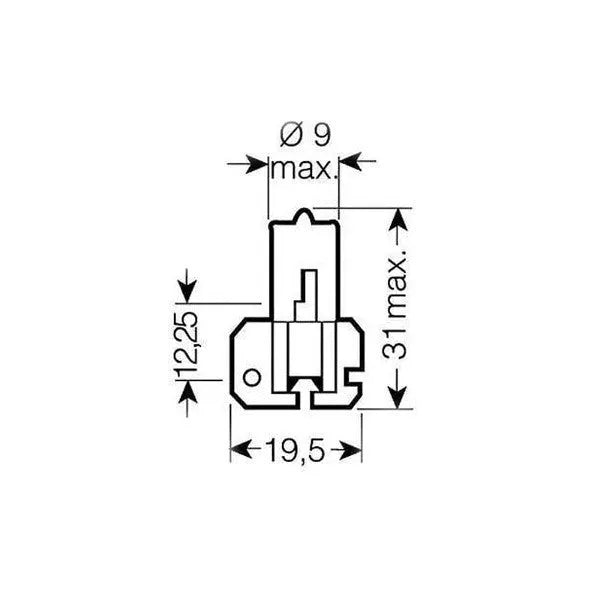 Osram lemputė , H2, 55W, X511 64173 - techninis brėžinys su matmenimis