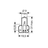 Osram lemputė , H2, 55W, X511 64173 - techninis brėžinys su matmenimis