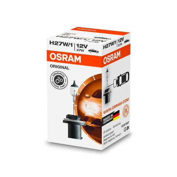 Osram lemputė , H27/1, 27W, PG13 - Pakuotės šoninis vaizdas su lempute