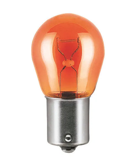 Osram lemputė, PY21W, 21W, BAU15s, oranžinė 7507 - Oranžinės spalvos lemputės stiklas iš arti