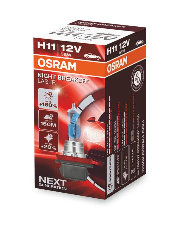 Osram lemputės Night Breaker Laser,+150%, H11, 55W, 1vnt 64211NL