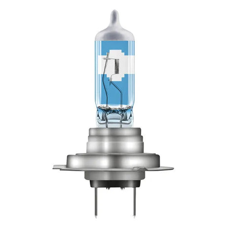 Osram lemputės Night Breaker Laser,+150%, H7, 55W, 1vnt 64210NL - Lemputės stiklas su mėlynu ir baltu dizainu