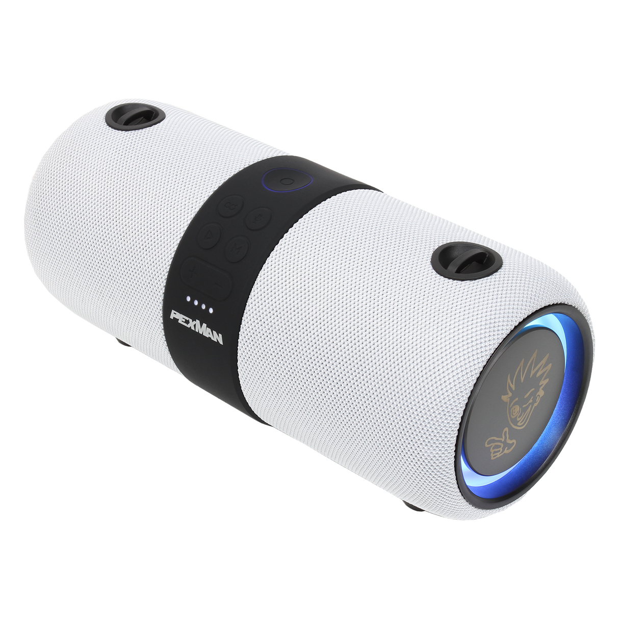 PEXMAN PM-10W - šoninis vaizdas su valdymo mygtukais ir logotipu