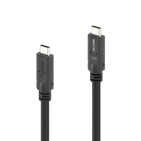 PI6600-020 USB-C į USB-C kabelis su E-marker USB4 Gen2x2 20Gbps, 240W - PureInstall 2m - Juodi USB-C jungtys su užrašais