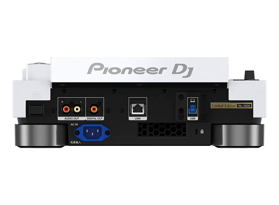 PIONEER CDJ-3000, DJ grotuvas su spalvotu 9" ekranu - galinė panelė su jungtimis ir lipduku