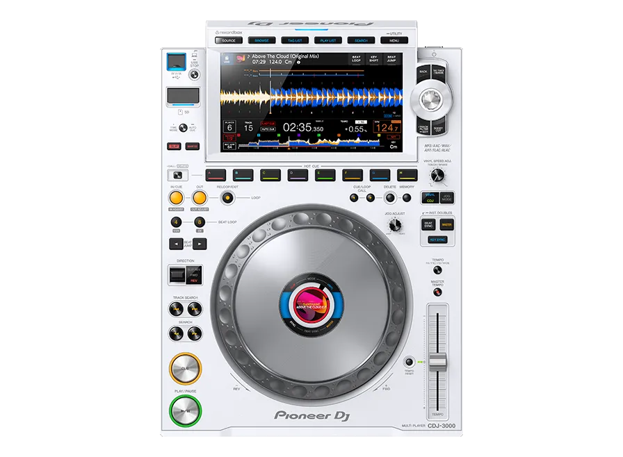 PIONEER CDJ-3000, DJ grotuvas su spalvotu 9" ekranu - baltas grotuvas su dideliu spalvotu ekranu