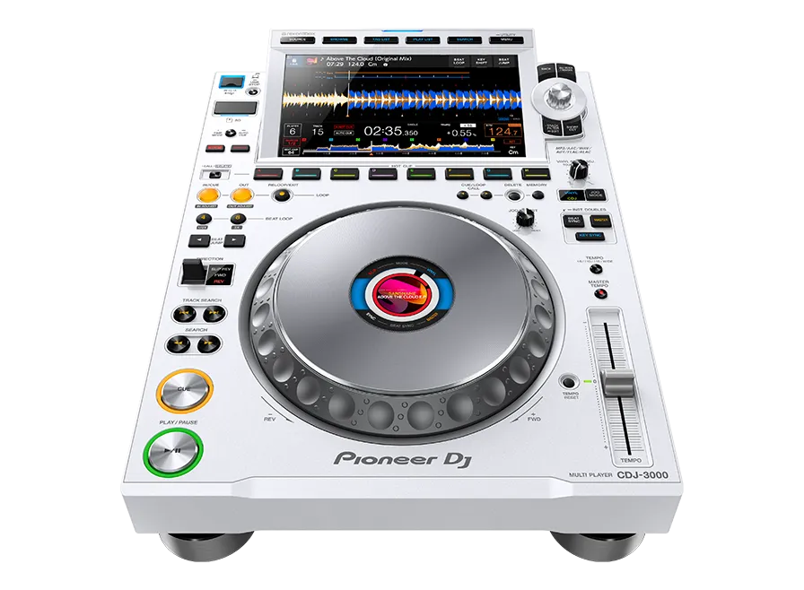 PIONEER CDJ-3000, DJ grotuvas su spalvotu 9" ekranu - baltos spalvos grotuvas su dideliu ekranu