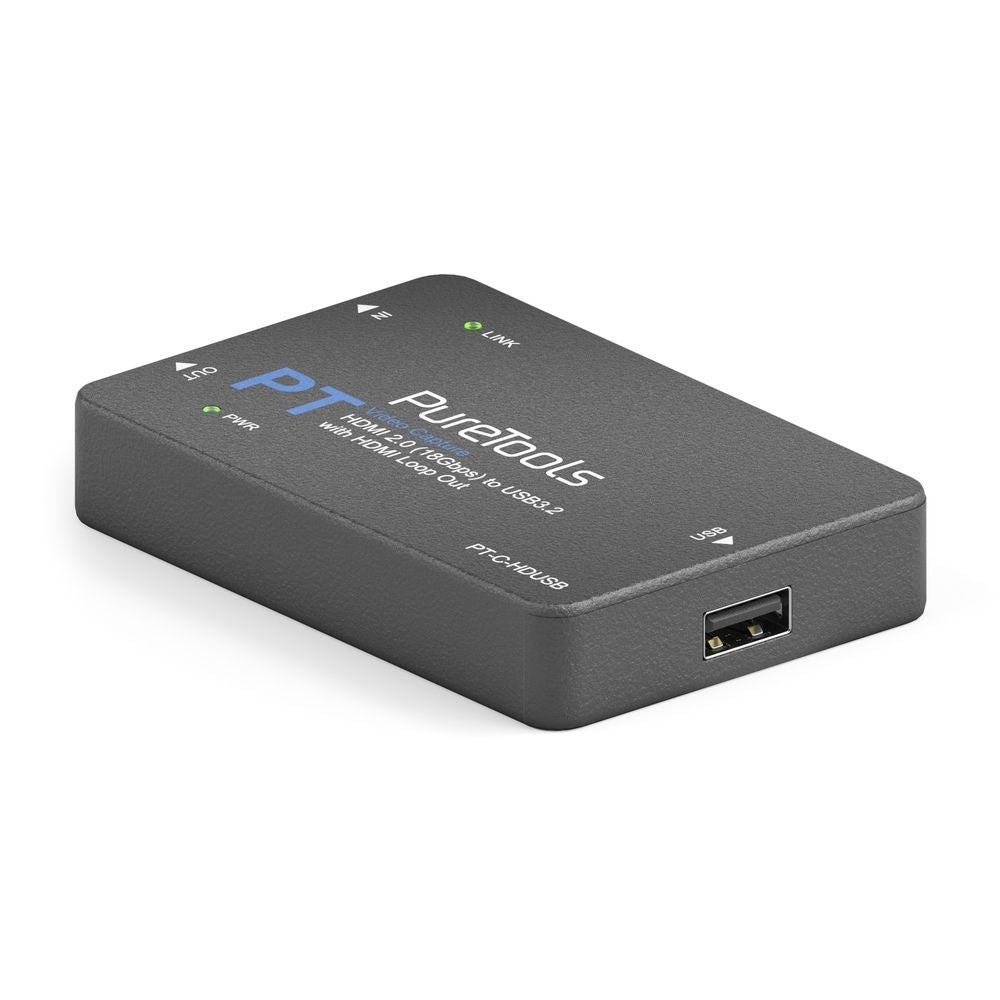 PT-C-HDUSB PureTools - HDMI2 vaizdo įrašymo įrenginys - 4K 60Hz HDMI į USB3.2 konversijos įrankis, HDMI 2 (18Gbps) į USB 3 (5Gbps) su HDMI Loop Out