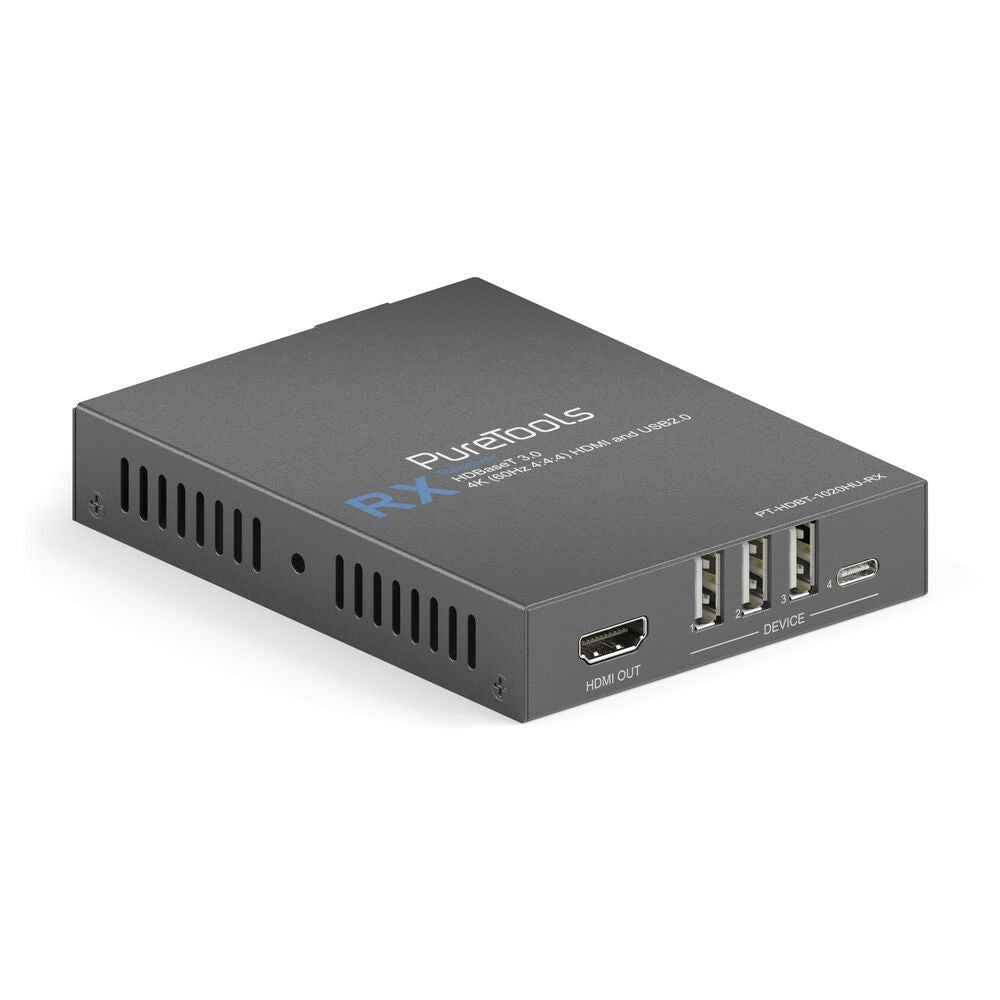 PT-HDBT-1020HU-RX PureTools - HDBaseT HDMI ir USB2 imtuvas - HDBaseT 3 - 4K (60Hz 4:4:4) HDMI ir USB2